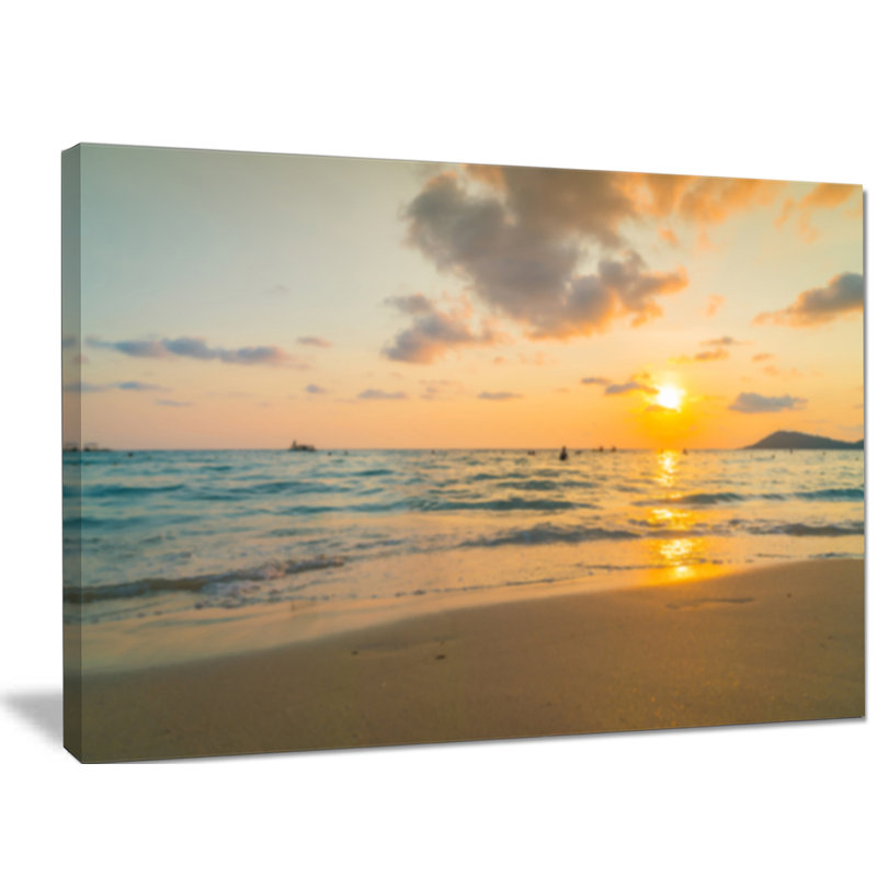 « style élégant », reproduction de photo sur toile tendue, reproduction de soleil sur la mer, H 30 po x l 40 po x P 1 po