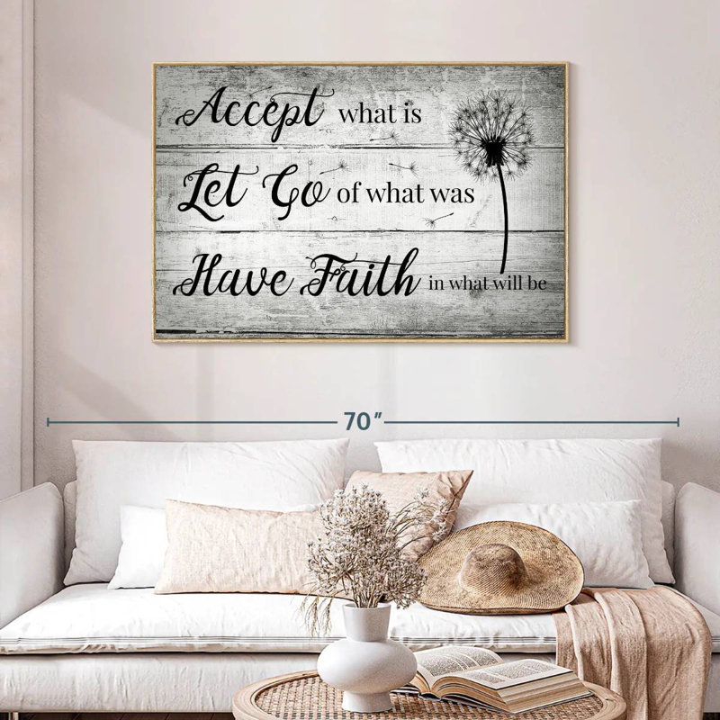 Citation «Have Faith», Cadre flottant en bois naturel, 46 po x 31 po