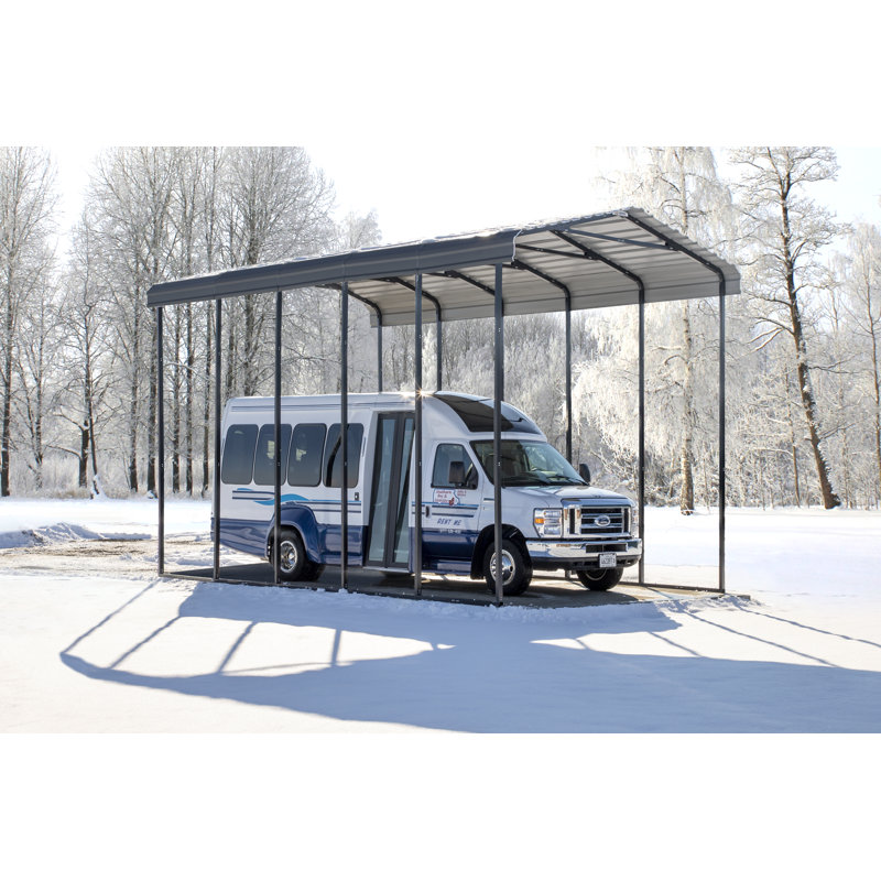 Galvanized Steel Rv Carport, 14X24X14, Charcoal