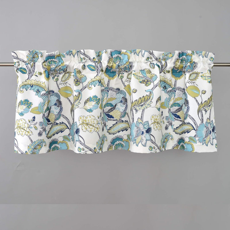 Cantonnière 52 po Akinruntan, Gris sarcelle, Floral Leaves, L 52 po x L 18 po