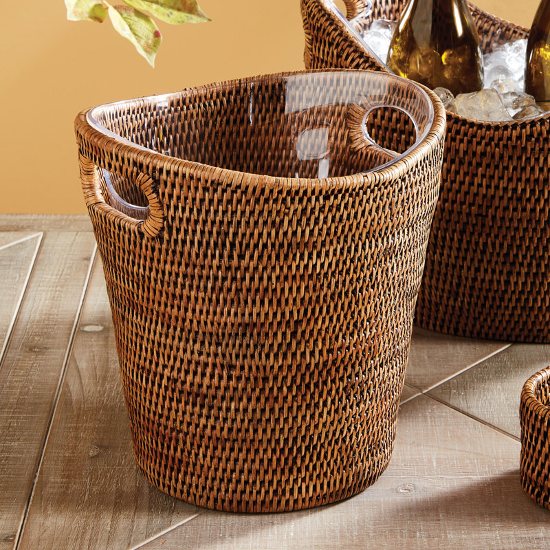 Jayleen Rattan Beverage Tub, Warm Brown
