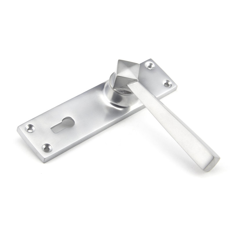 Straight Lock Door Handle, Satin Chrome