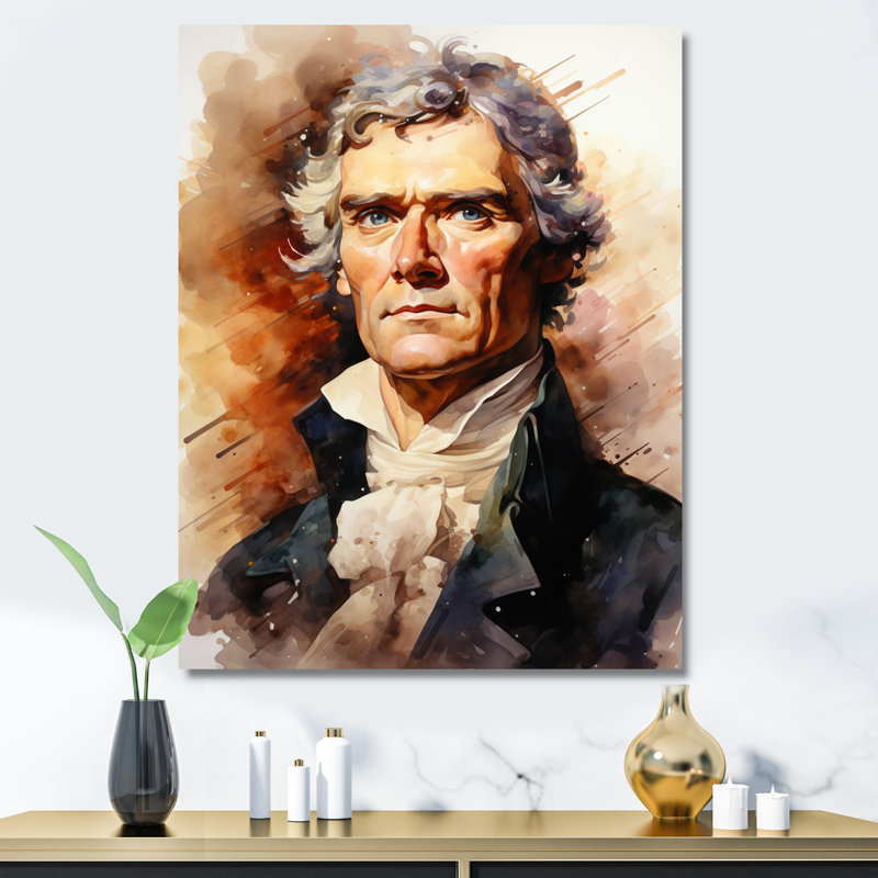 Thomas Jefferson, président, impression sur toile, H 44 po x l 34 po x P 1,5 po, Cadre doré à une seule photo