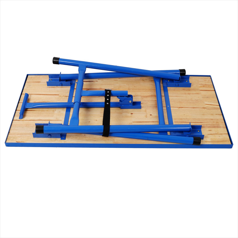 Banc de travail pliable en acier avec plateau en bois massif, capacité de 660 lb, bleu riche, 47,2 x 24,5
