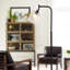 Lampe sur pied arquée noire moderne de 71 po de hauteur avec abat-jour en verre Soraida