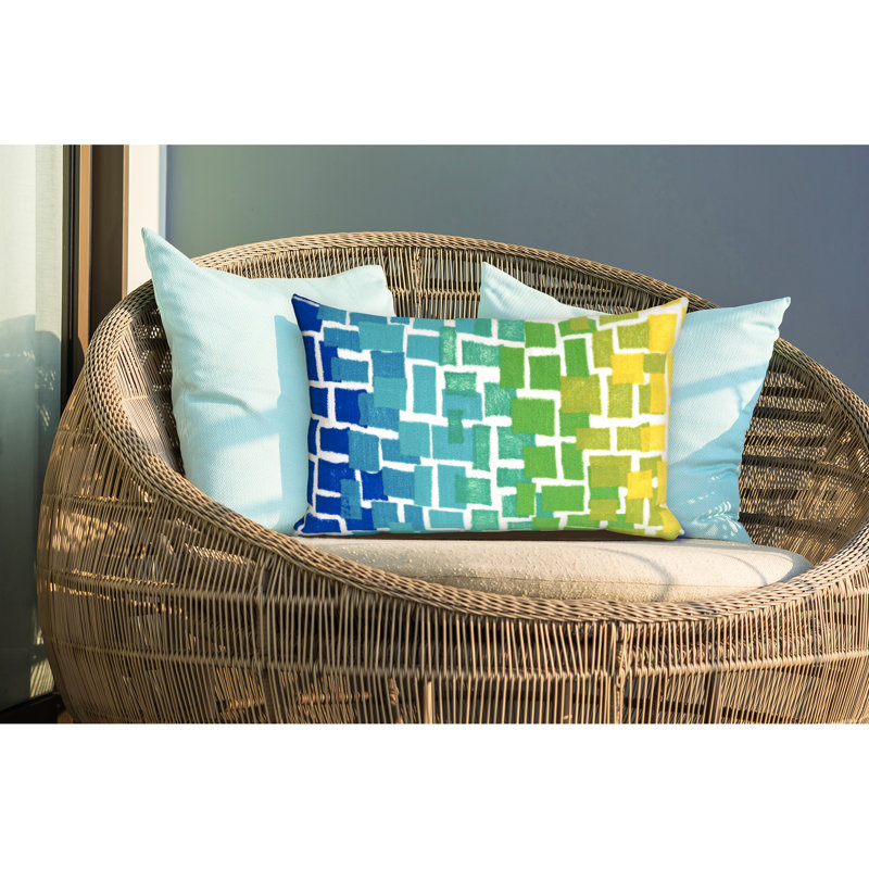 Ombre Tile Outdoor Rectangular Pillow Cover & Insert, Blue