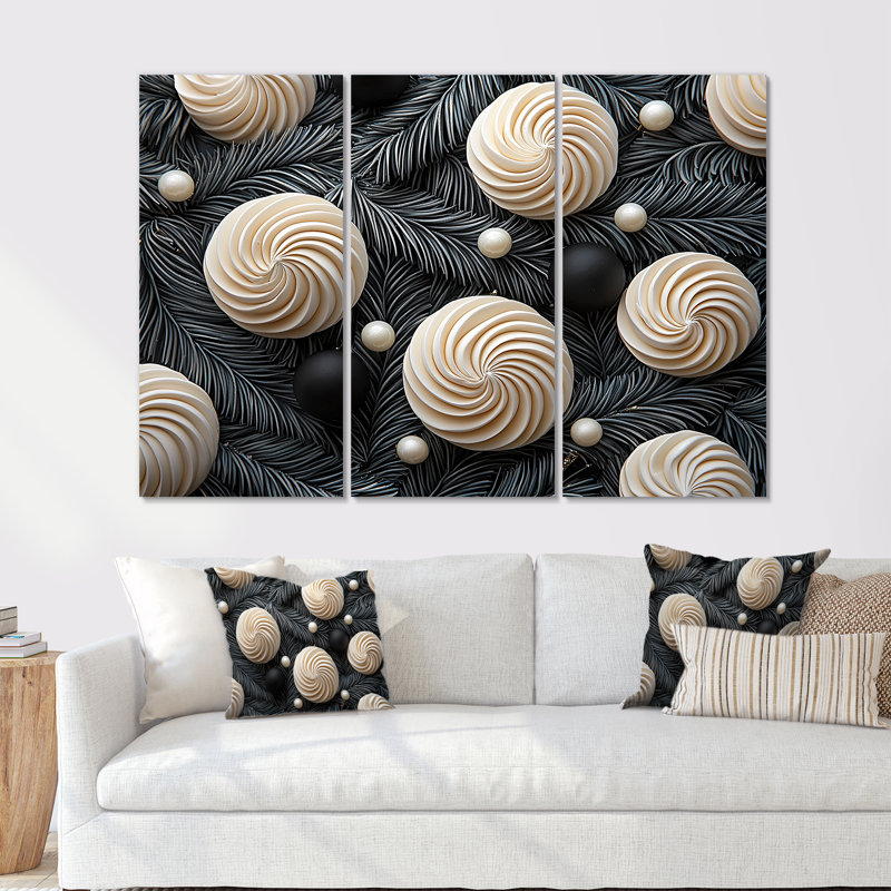 Ensemble de salon art mural blanc et noir, Toile tendue, H 40 po x l 60 po x P 1 po