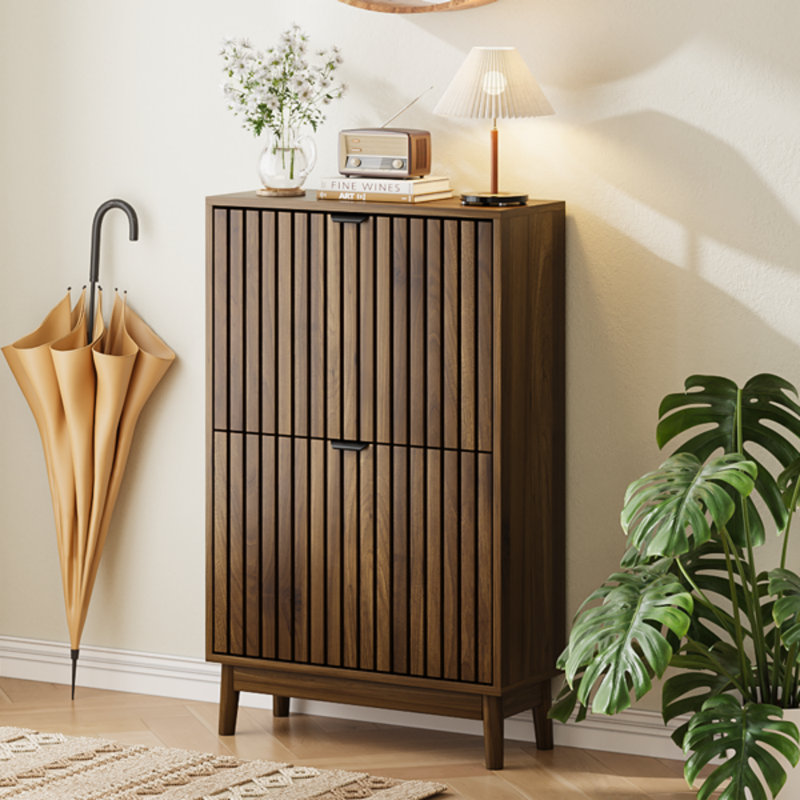 Shoe Storage Cabinet, Walnut 60cm W