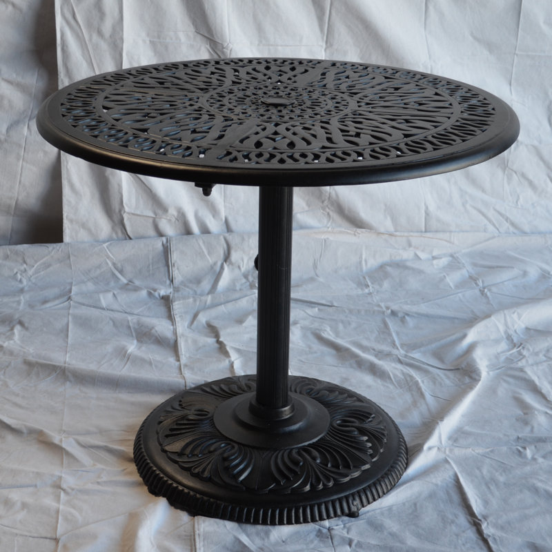 Round Metal Outdoor Side Table With Umbrella Hole , 36'' in. W 36'' in. D