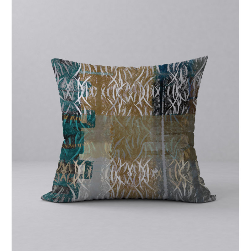 Housse de coussin et insert de prix abordable, 18 po x 18 po, Vert / brun abstrait 2