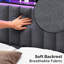 Tête de lit double pleine grandeur, tête de lit tapissier réglable avec tablettes à 2 niveaux et panneau perforé avec stations de charge et lumières DEL, tête de lit moderne avec rangement en lin et gris foncé-284266784-284266788