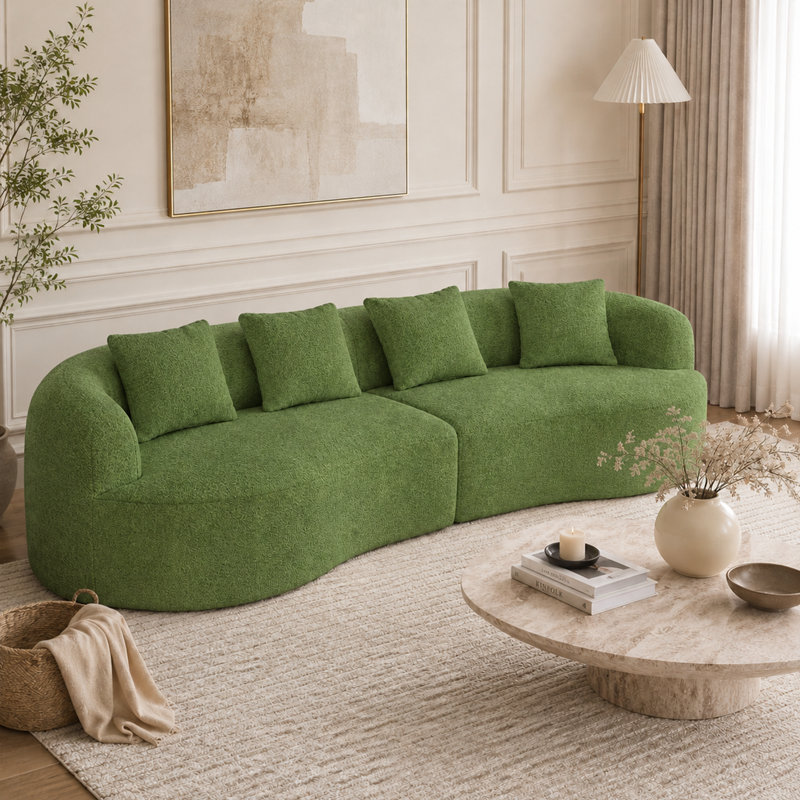Un canapé-lit surdimensionné de 110 pouces, spécialement conçu pour le salon, est un canapé moelleux de style moderne qui peut accueillir quatre personnes et est livré avec 4 coussins décoratifs. Aucun assemblage requis