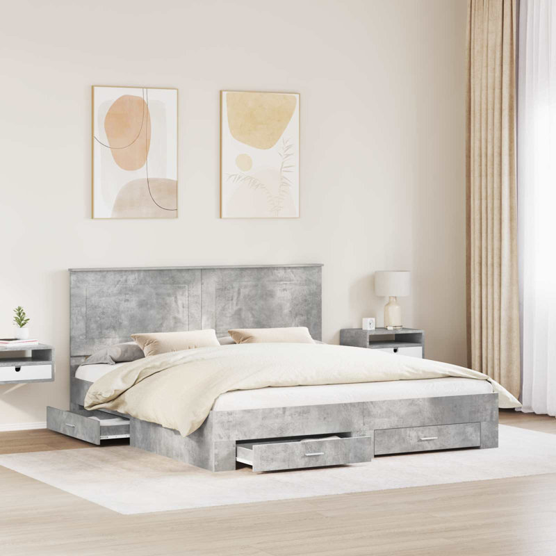 Bed, Kingsize (5'), Concrete Grey