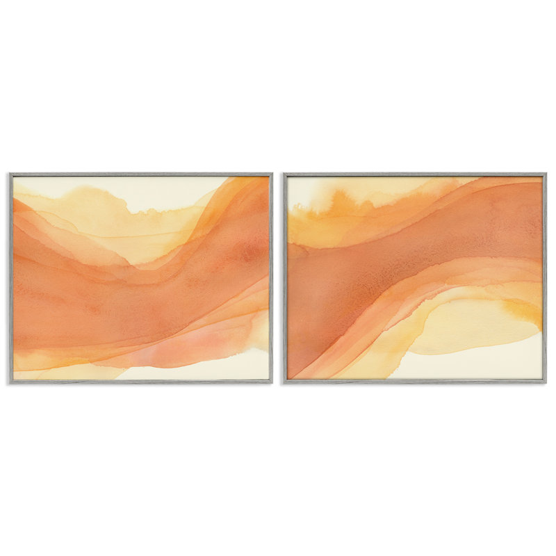  «Curving Orange Waves», ensemble de 2 giclées par Grace Popp, Estampe numérique Farmhouse, H 24 po x l 30 po