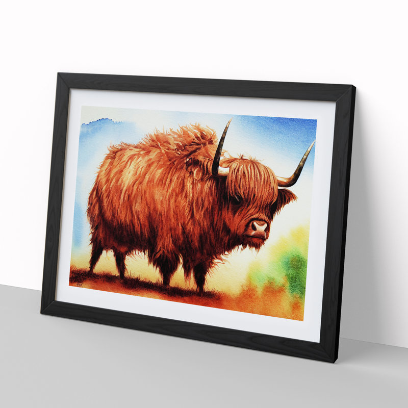 Highland Cow Vol.2 - Single Picture Frame Print, 25cm H x 34cm W x 2cm D, Black