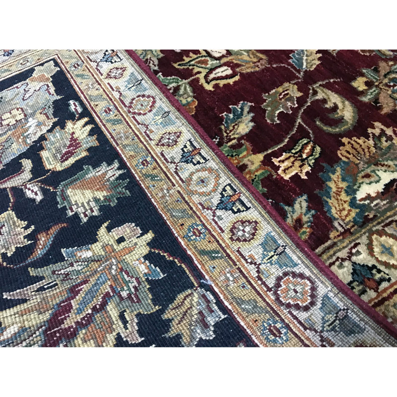 Sona Wool Oriental Area Rug in Red/Navy