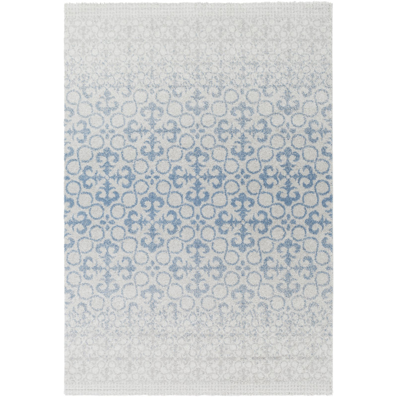 Tapis bleu / beige Upton Cheyney, Rectangle 5 pi 2 po x 7 pi 6 po