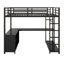 Lit mezzanine en métal avec cubes de rangement, tablettes et bureau en L