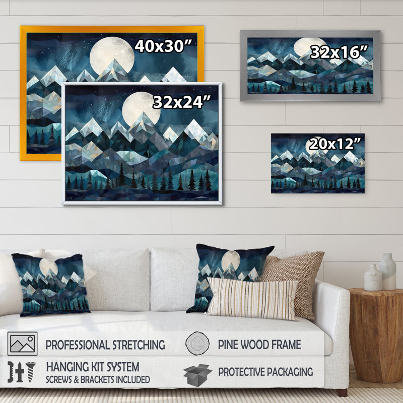 Minimalisme Winter Mountains IV - impression, H 12 po x l 20 po x P 1 po, Cadre simple noir