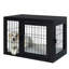 Caisse pour chien de style meuble PETMAker - Chenil en bois d'acacia avec portes doubles et coussin-87236534-87236532