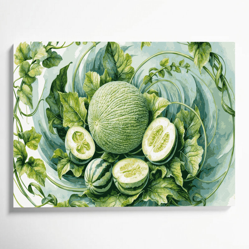 Art mural sur toile vert légumes Melon, H 11 po x l 14 po