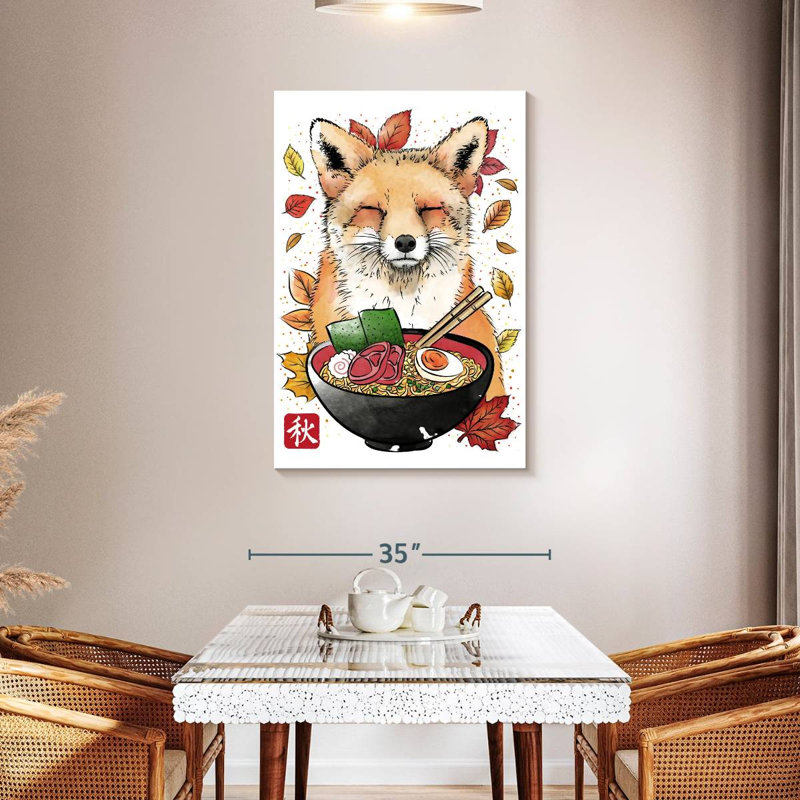 Brampt Fox Leaves And Ramen, 45" H x 30" W