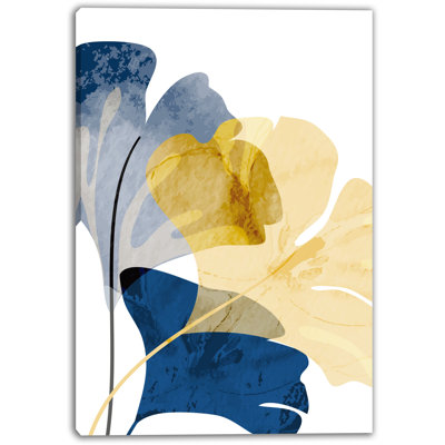 Golden and Blue Elegance Abstract Canvas Wrapped Wall Art