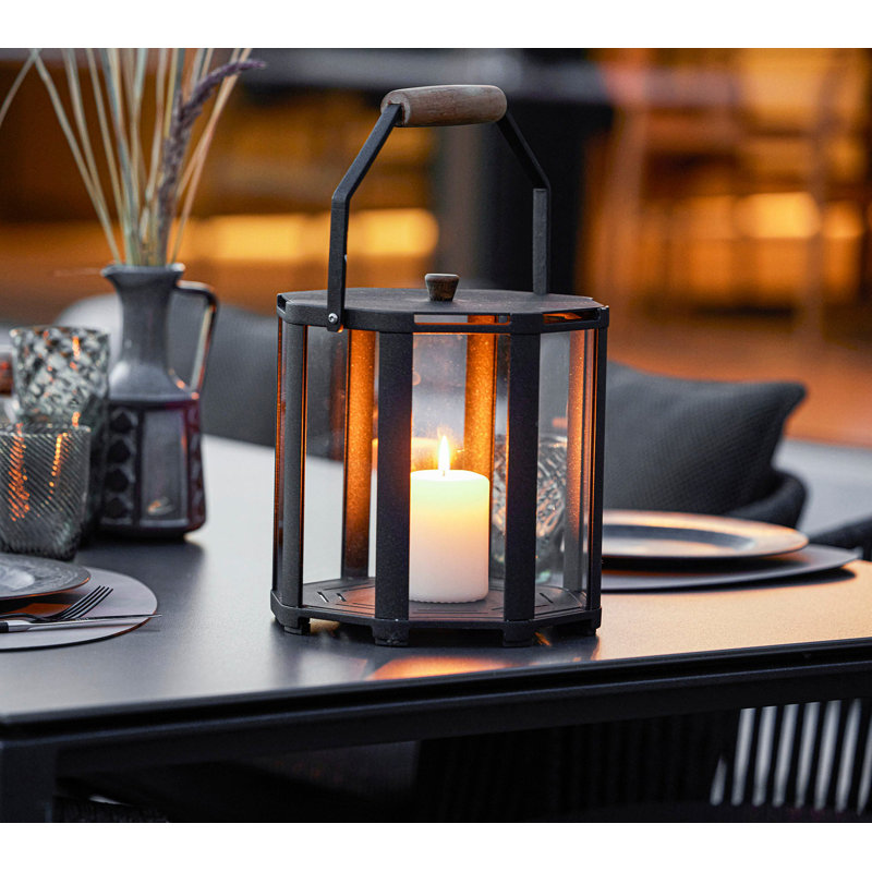 Lightlux Lantern with Teak Handle Extra Small, 10.2" H x 9.8" W x 9.8" D