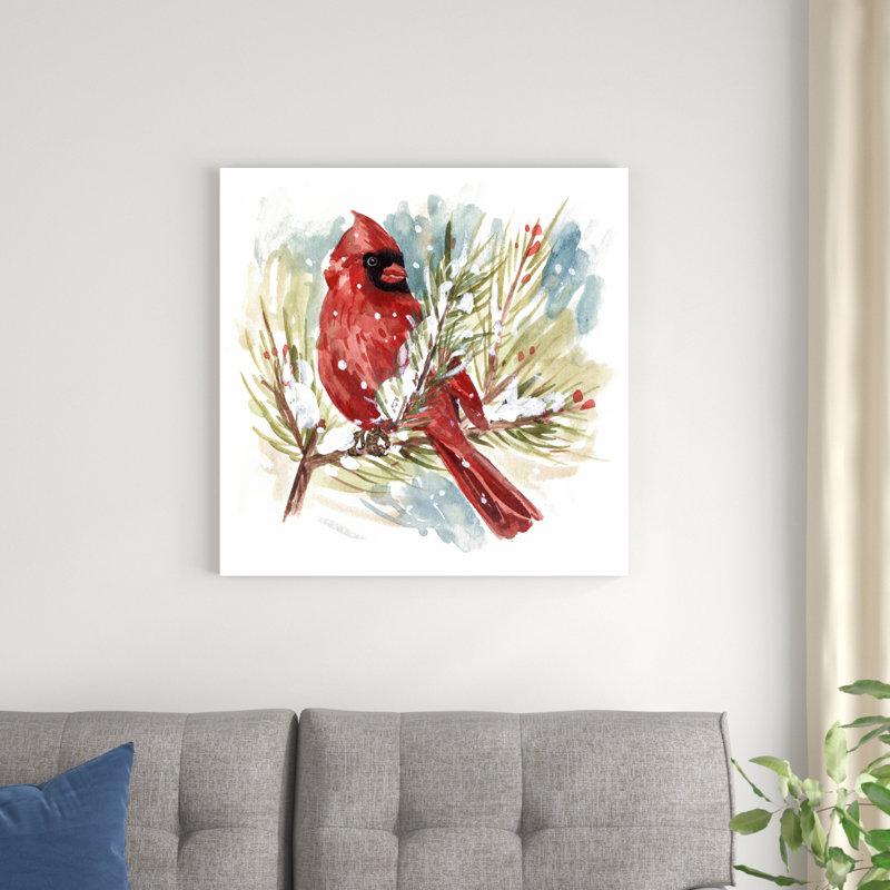 «The Cardinal I» par Melissa Wang - peinture sur toile tendue, H 30 po x l 30 po