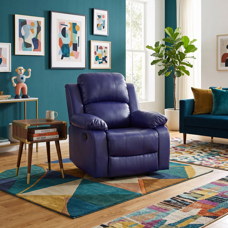 Fauteuil de repos manuel Rova, Similicuir bleu