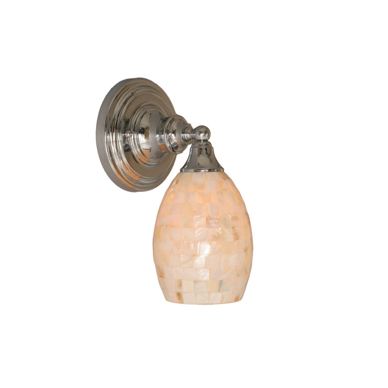 Wall Sconce With 5" Ivory Glaze Seashell Glass, Chrome