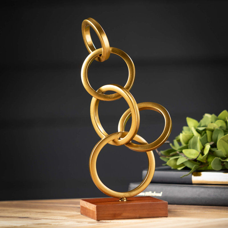 Décoration de table 13 "anneaux dorés modernes, bois