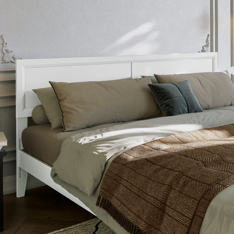 Ellarie Platform Bed with Adjustable Headboard, King, White