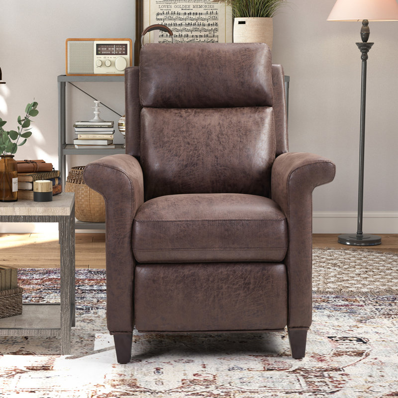 31.1" Wide Modern Premium Breathable Faux Leather Push Back Recliner, Espresso Brown