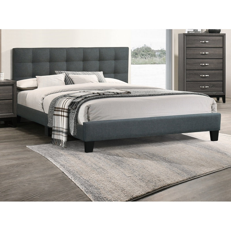 Lit de chambre à coucher moderne 1pc, Gris anthracite, Grand lit