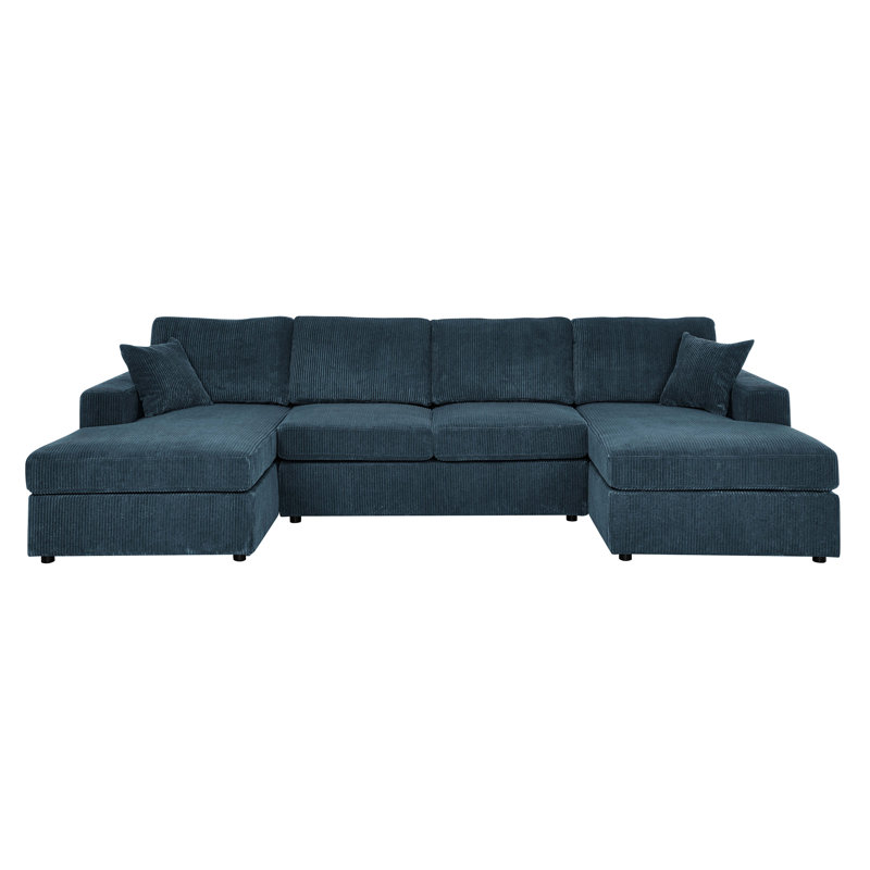 Canapé modulaire Corduroy, Velours côtelé bleu