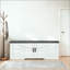 Banc de rangement à 2 niveaux, banc à chaussures de ferme avec coussin de siège rembourré, banc d'entrée avec 2 portes de grange et 2 tablettes réglables, pour le vestibule, la chambre à coucher, le salon