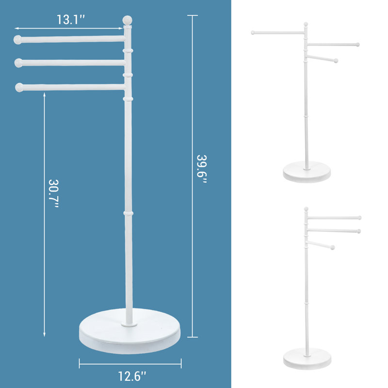 Bathroom Freestanding Towel Stand with 3 Swivel Bars