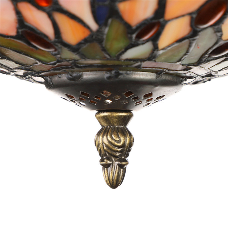 Plafonnier encastré 19 po avec abat-jour en verre coloré Tiffany