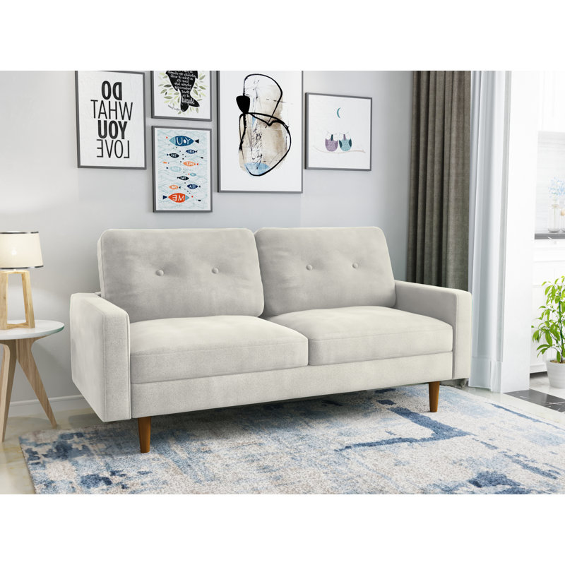 70'' Velvet Sofa, Ivory Velvet 