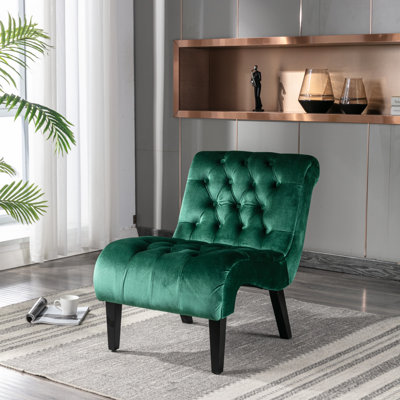 Fauteuil de salon en velours sans accoudoirs