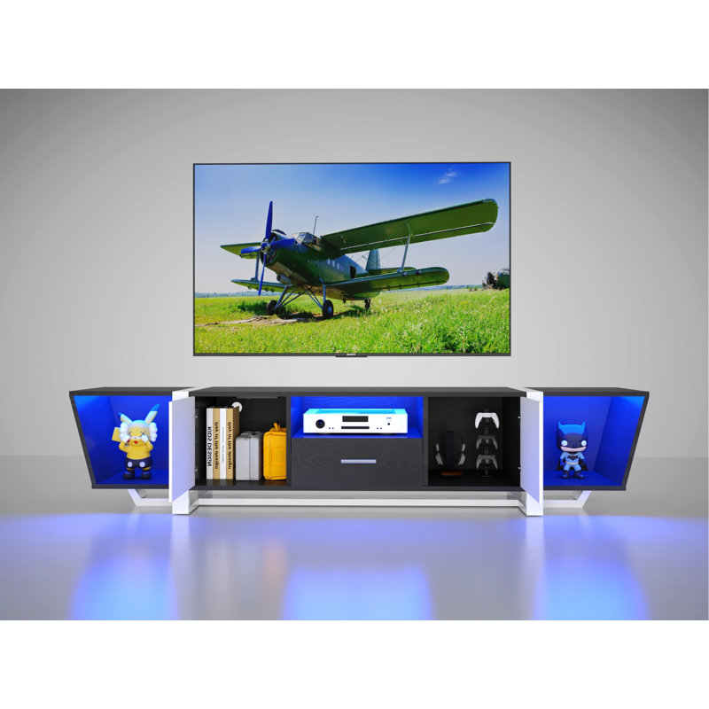 LED TV Stand With Remote Control And Multiple Modes Changing Lights, Minimalist TV Stand For Home