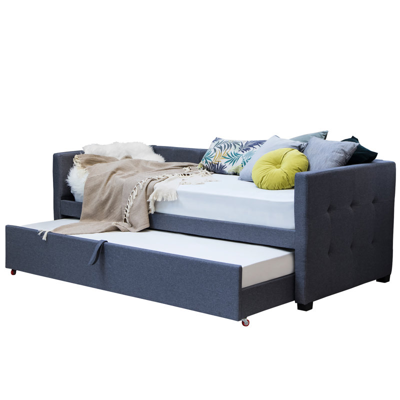 Adona Upholstered Daybed with Trundle and Mattress, No Mattress Required, No Mattress Required