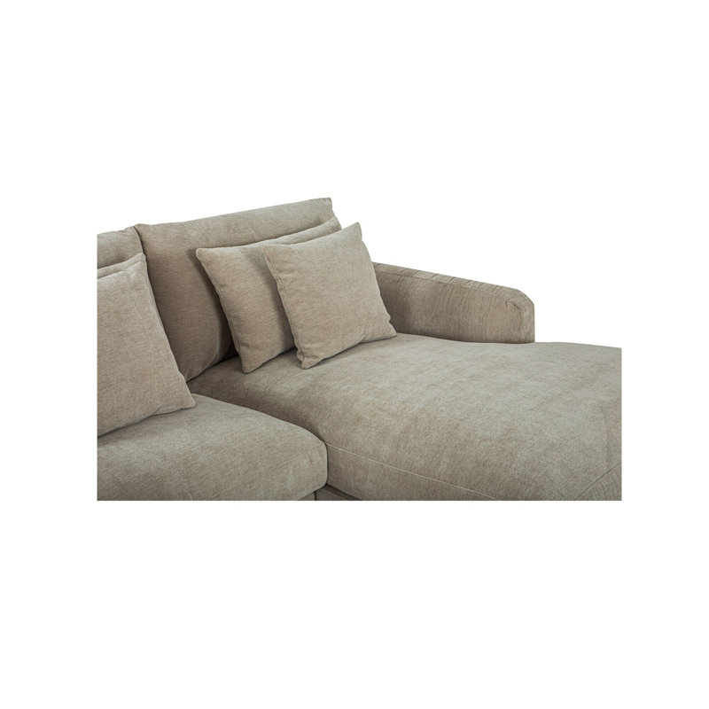 Berga Sectional Left Oat, Pebble Polyester, Right Hand Facing