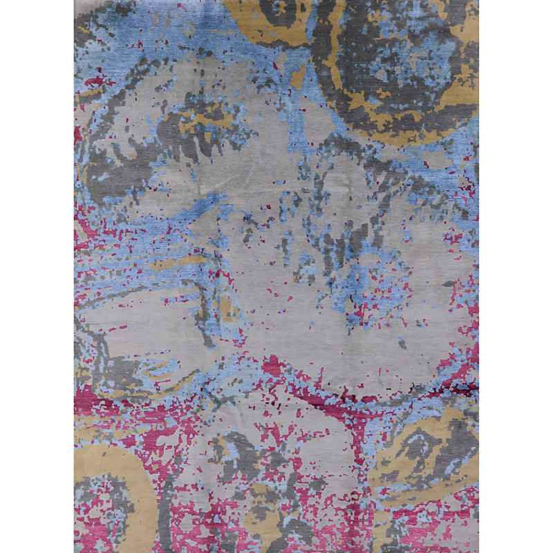 Tapis gris / bleu / rouge, Rectangle 2 pi x 4 pi