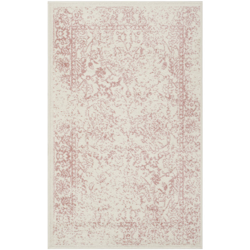 Stromsburg Floral Area Rug, Rectangle 76 x 122 cm, Ivory/Pink