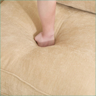 Canapés 2 places avec 2 repose-pieds amovibles Rangement sous le siège | Blé | Tissu chenille