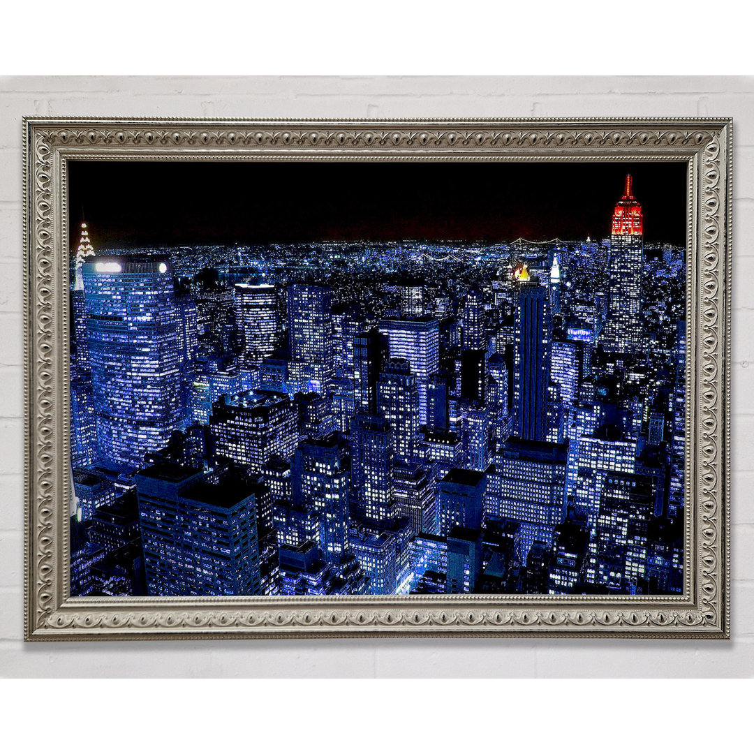 New York City Night Blues Red Top - Einzelne Bilderrahmen Kunstdrucke