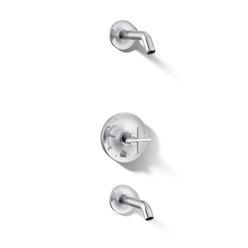 Purist Rite-Temp Bath And Shower Trim Set With Push-Button Diverter And Lever Handle, Less Showerhead, Polished Chrome