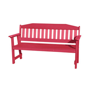 All Weather Outdoor Bench - Poly Furniture Garden Bench with Back